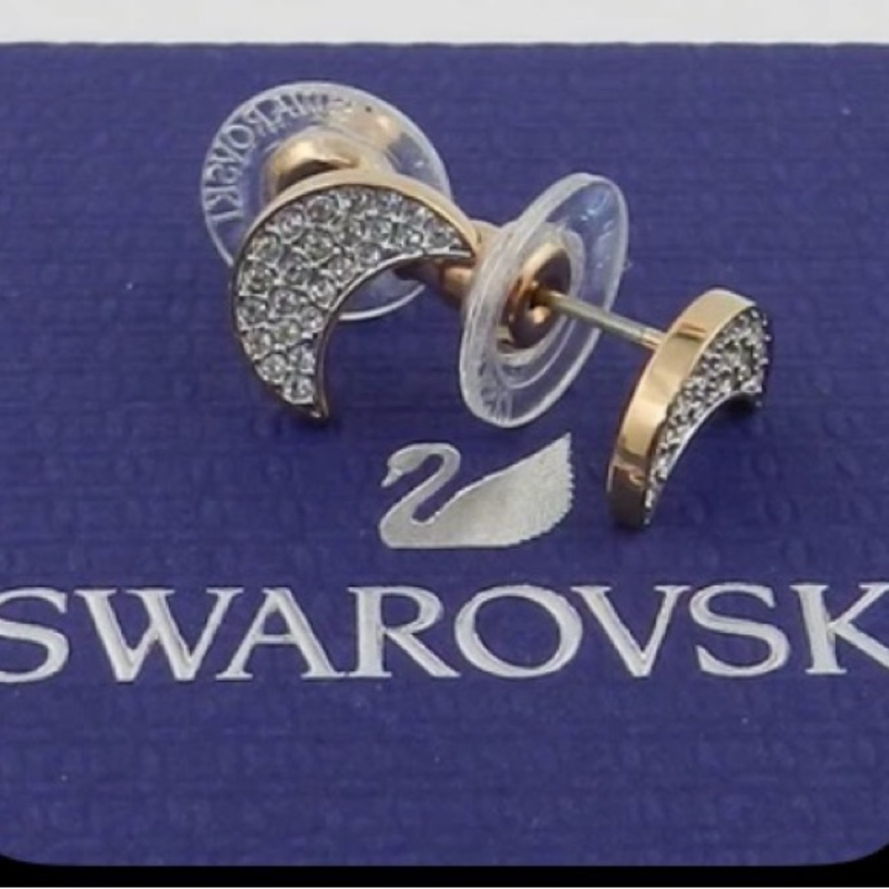 Swarovski Gold and Silver Moon Earrings